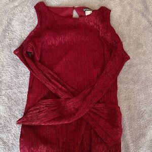 VENUS Red Textured Tunic Top